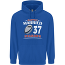 37 Year Wedding Anniversary 37th Rugby Mens 80% Cotton Hoodie Royal Blue
