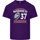 37 Year Wedding Anniversary 37th Rugby Mens Cotton T-Shirt Tee Top Purple