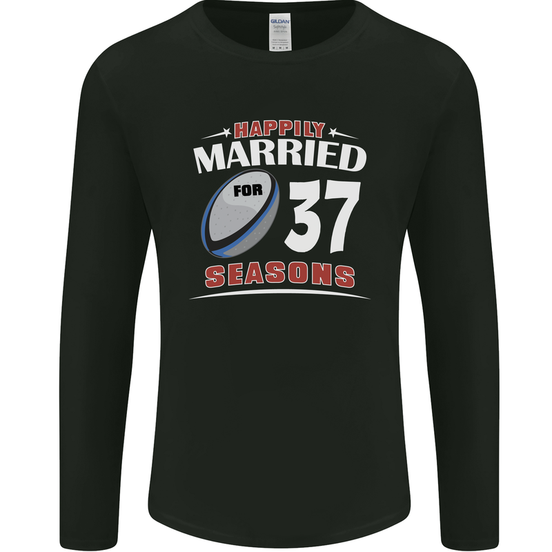 37 Year Wedding Anniversary 37th Rugby Mens Long Sleeve T-Shirt Black