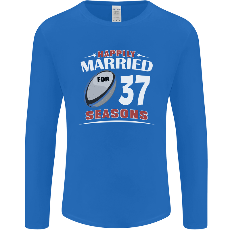 37 Year Wedding Anniversary 37th Rugby Mens Long Sleeve T-Shirt Royal Blue