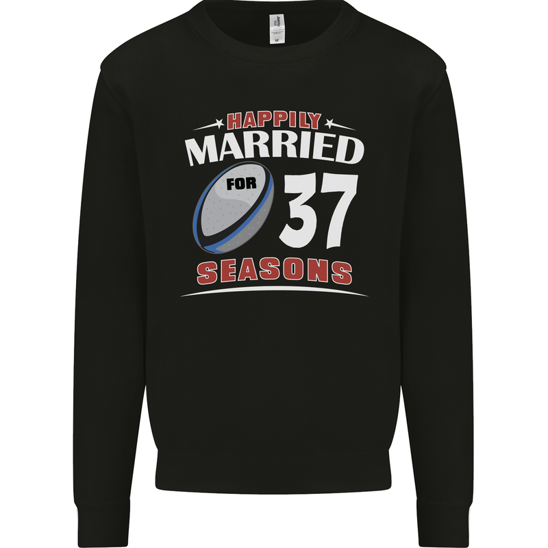 37 Year Wedding Anniversary 37th Rugby Mens Sweatshirt Jumper Black