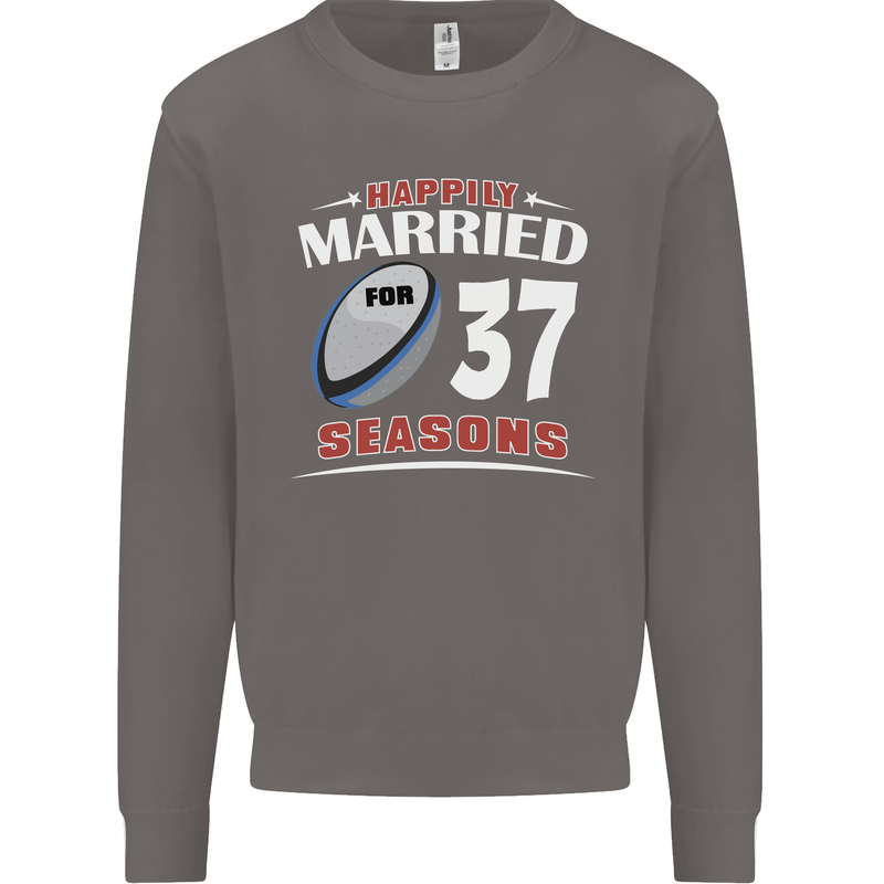 37 Year Wedding Anniversary 37th Rugby Mens Sweatshirt Jumper Charcoal