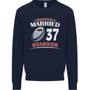 37 Year Wedding Anniversary 37th Rugby Mens Sweatshirt Jumper Navy Blue