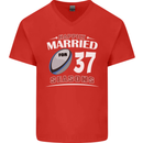 37 Year Wedding Anniversary 37th Rugby Mens V-Neck Cotton T-Shirt Red