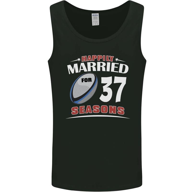 37 Year Wedding Anniversary 37th Rugby Mens Vest Tank Top Black