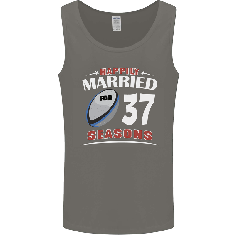 37 Year Wedding Anniversary 37th Rugby Mens Vest Tank Top Charcoal