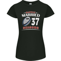 37 Year Wedding Anniversary 37th Rugby Womens Petite Cut T-Shirt Black