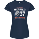 37 Year Wedding Anniversary 37th Rugby Womens Petite Cut T-Shirt Navy Blue
