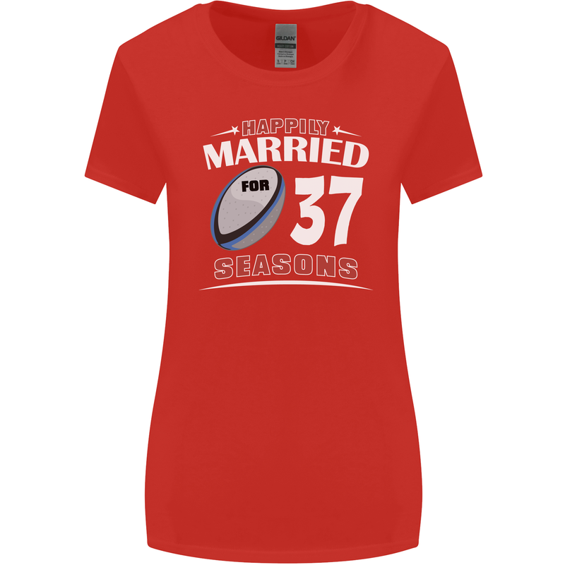 37 Year Wedding Anniversary 37th Rugby Womens Wider Cut T-Shirt Red