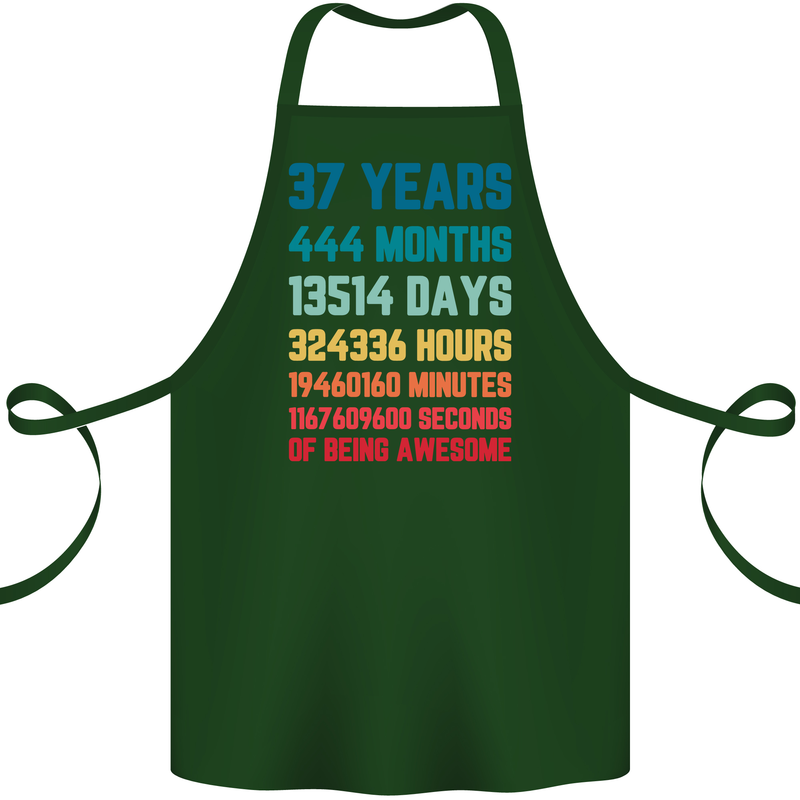 37th Birthday 37 Year Old Cotton Apron 100% Organic Forest Green