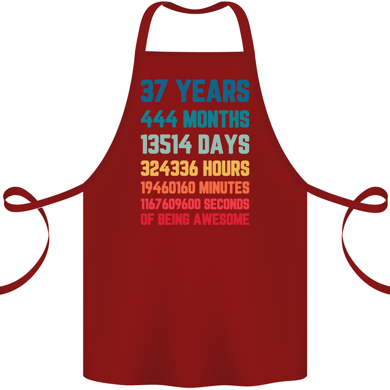 37th Birthday 37 Year Old Cotton Apron 100% Organic Maroon