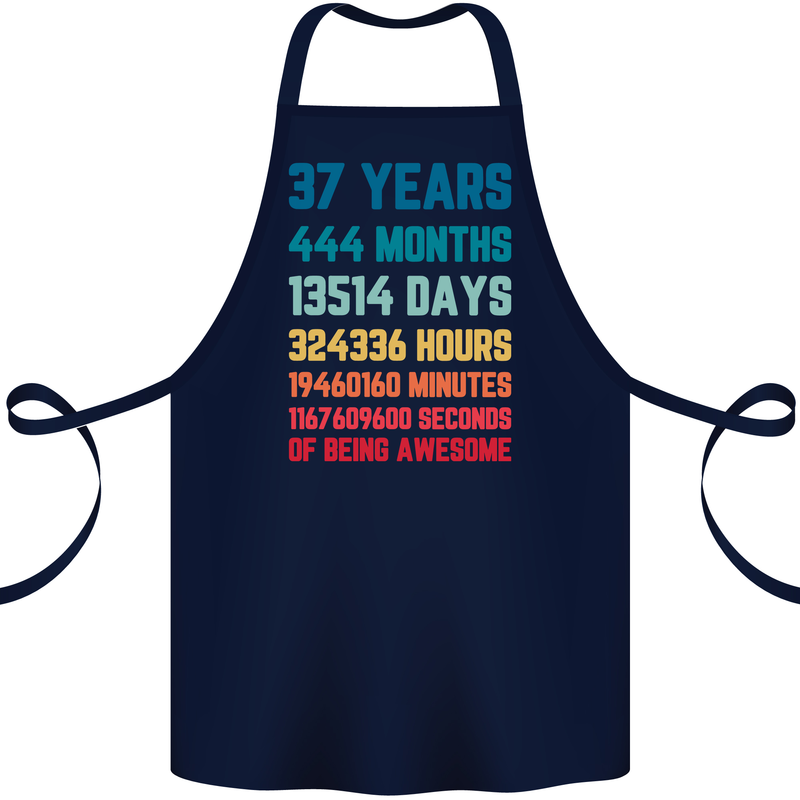 37th Birthday 37 Year Old Cotton Apron 100% Organic Navy Blue