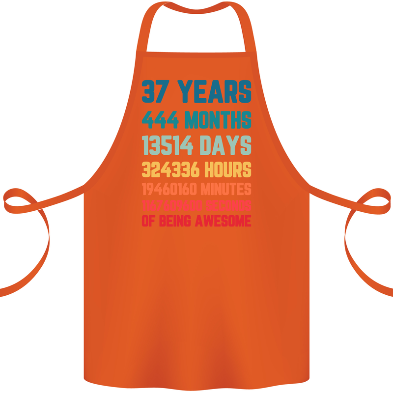 37th Birthday 37 Year Old Cotton Apron 100% Organic Orange