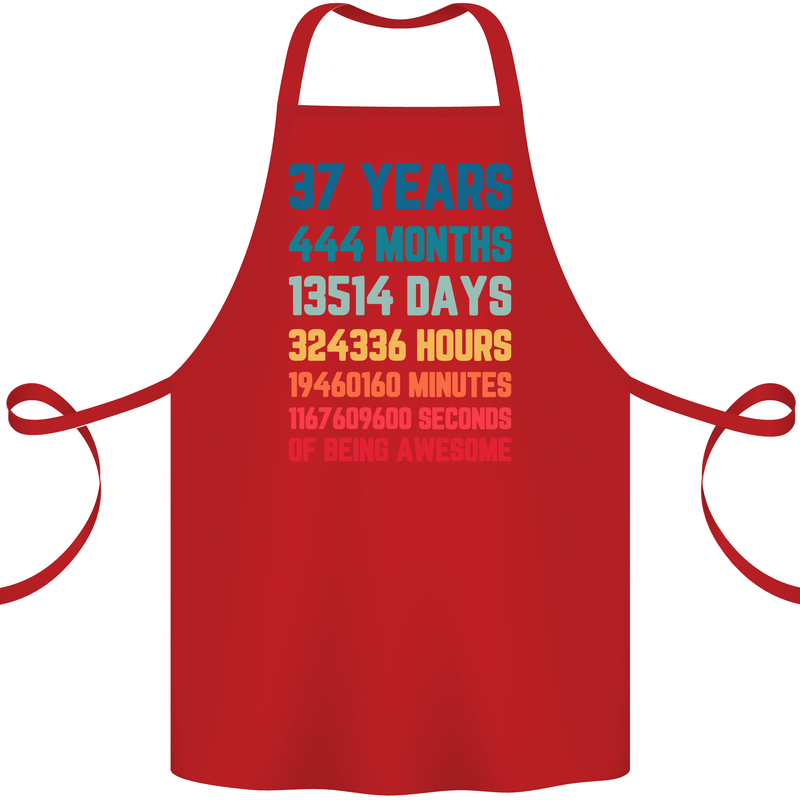 37th Birthday 37 Year Old Cotton Apron 100% Organic Red