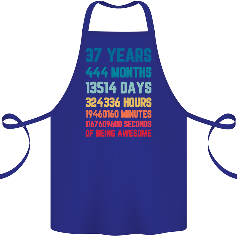 37th Birthday 37 Year Old Cotton Apron 100% Organic Royal Blue