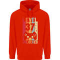 37th Birthday 37 Year Old Level Up Gamming Mens 80% Cotton Hoodie Bright Red