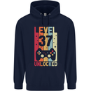 37th Birthday 37 Year Old Level Up Gamming Mens 80% Cotton Hoodie Navy Blue