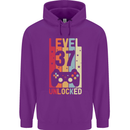 37th Birthday 37 Year Old Level Up Gamming Mens 80% Cotton Hoodie Purple