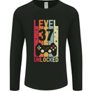 37th Birthday 37 Year Old Level Up Gamming Mens Long Sleeve T-Shirt Black