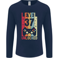 37th Birthday 37 Year Old Level Up Gamming Mens Long Sleeve T-Shirt Navy Blue
