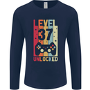 37th Birthday 37 Year Old Level Up Gamming Mens Long Sleeve T-Shirt Navy Blue