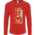 37th Birthday 37 Year Old Level Up Gamming Mens Long Sleeve T-Shirt Red