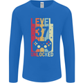 37th Birthday 37 Year Old Level Up Gamming Mens Long Sleeve T-Shirt Royal Blue