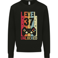 37th Birthday 37 Year Old Level Up Gamming Mens Sweatshirt Jumper Black