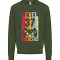 37th Birthday 37 Year Old Level Up Gamming Mens Sweatshirt Jumper Forest Green