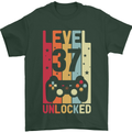 37th Birthday 37 Year Old Level Up Gamming Mens T-Shirt 100% Cotton Forest Green