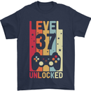 37th Birthday 37 Year Old Level Up Gamming Mens T-Shirt 100% Cotton Navy Blue
