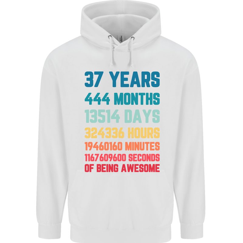 37th Birthday 37 Year Old Mens 80% Cotton Hoodie White