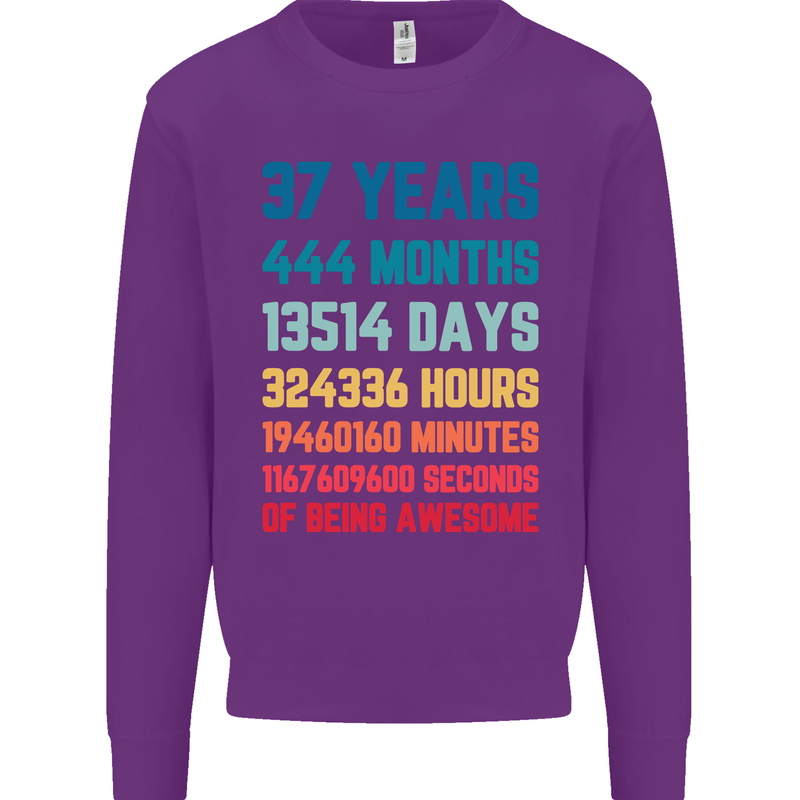 37th Birthday 37 Year Old Mens Sweatshirt Jumper Purple