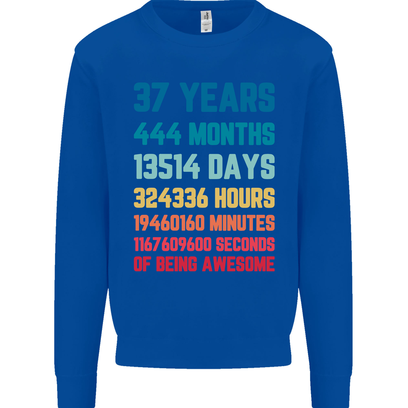 37th Birthday 37 Year Old Mens Sweatshirt Jumper Royal Blue