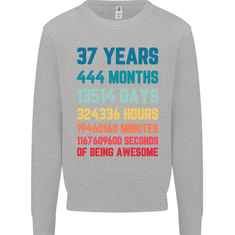 37th Birthday 37 Year Old Mens Sweatshirt Jumper Sports Grey