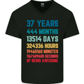 37th Birthday 37 Year Old Mens V-Neck Cotton T-Shirt Black