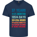 37th Birthday 37 Year Old Mens V-Neck Cotton T-Shirt Navy Blue