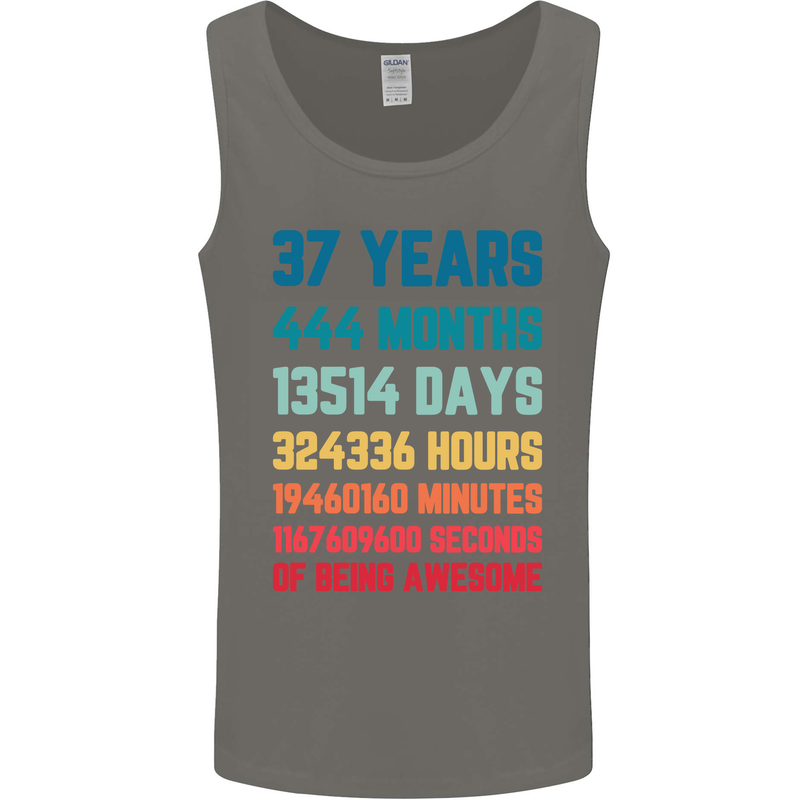 37th Birthday 37 Year Old Mens Vest Tank Top Charcoal
