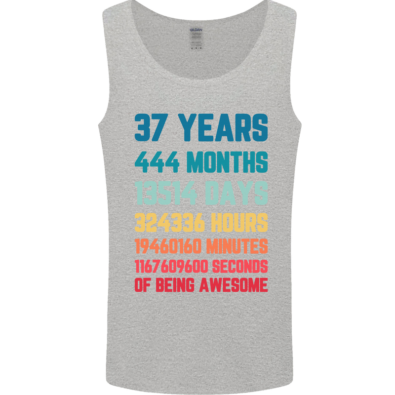 37th Birthday 37 Year Old Mens Vest Tank Top Sports Grey