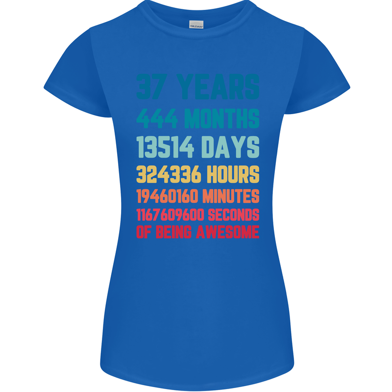 37th Birthday 37 Year Old Womens Petite Cut T-Shirt Royal Blue