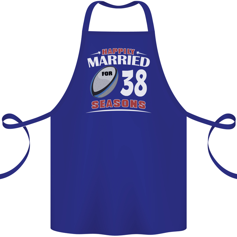 38 Year Wedding Anniversary 38th Rugby Cotton Apron 100% Organic Royal Blue