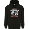 38 Year Wedding Anniversary 38th Rugby Mens 80% Cotton Hoodie Black