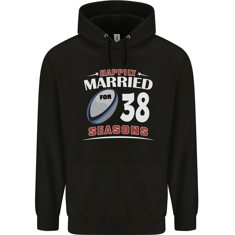 38 Year Wedding Anniversary 38th Rugby Mens 80% Cotton Hoodie Black