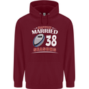 38 Year Wedding Anniversary 38th Rugby Mens 80% Cotton Hoodie Maroon