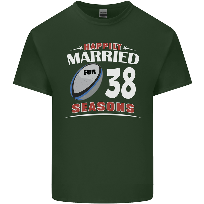 38 Year Wedding Anniversary 38th Rugby Mens Cotton T-Shirt Tee Top Forest Green