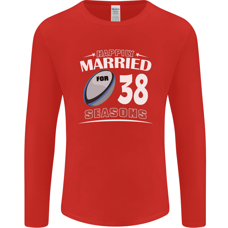 38 Year Wedding Anniversary 38th Rugby Mens Long Sleeve T-Shirt Red