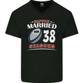 38 Year Wedding Anniversary 38th Rugby Mens V-Neck Cotton T-Shirt Black