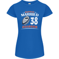 38 Year Wedding Anniversary 38th Rugby Womens Petite Cut T-Shirt Royal Blue