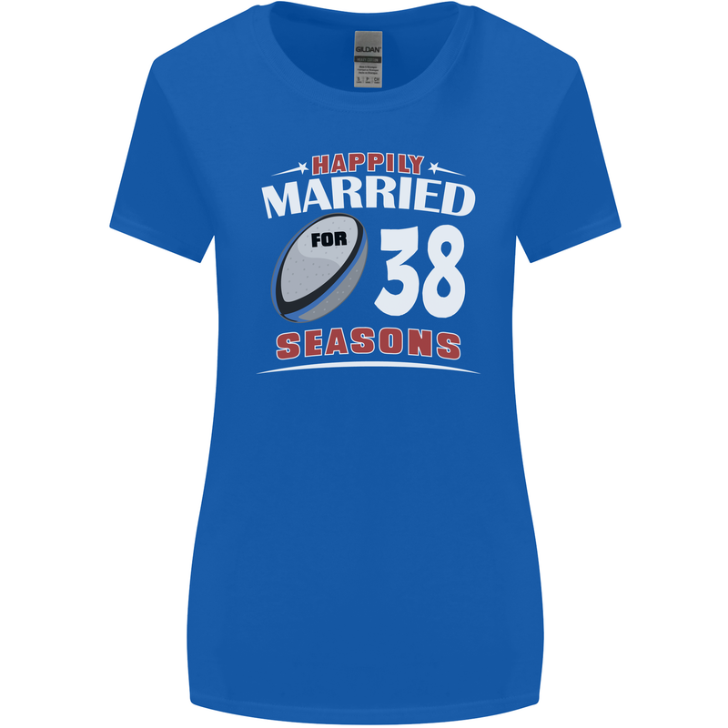 38 Year Wedding Anniversary 38th Rugby Womens Wider Cut T-Shirt Royal Blue