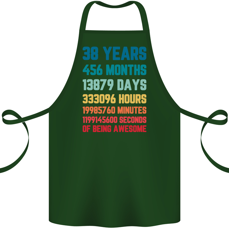 38th Birthday 38 Year Old Cotton Apron 100% Organic Forest Green